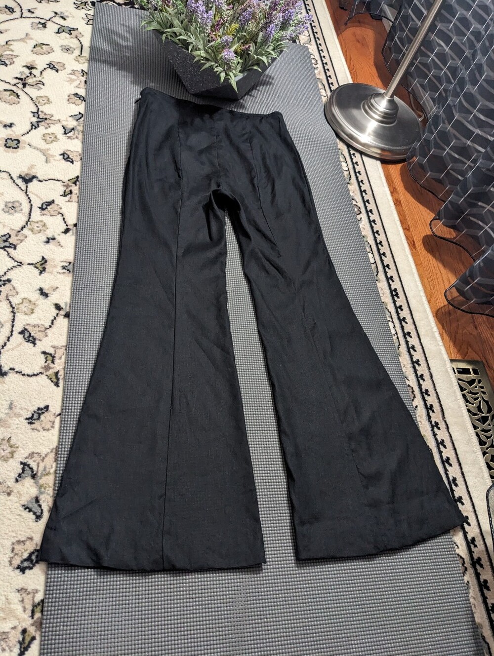 ANTHROPOLOGIE Black Linen Blend Flared Pants - Picture 4 of 11